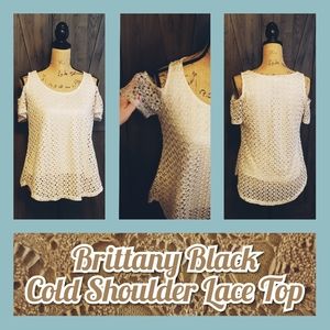 Brittany Black Cold Shoulder Lace Top